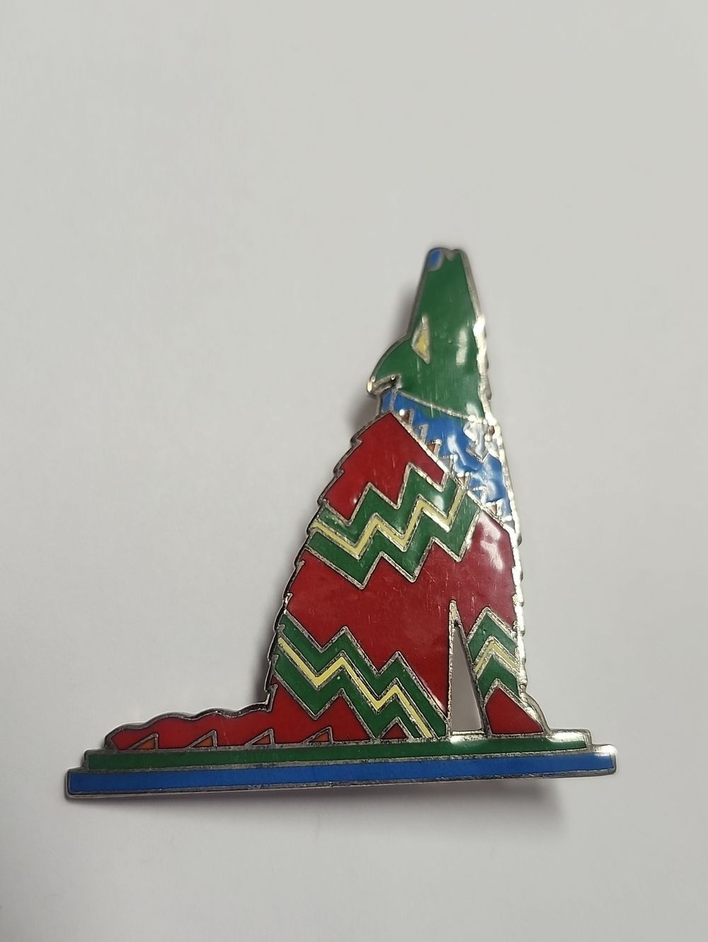 Tavlos Signed Howling Coyote Wolf Red Green Blue